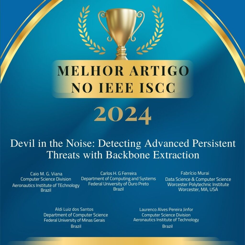 Artigo do ITA, em parceria com pesquisadores do DCC, é premiado no IEEE ISCC